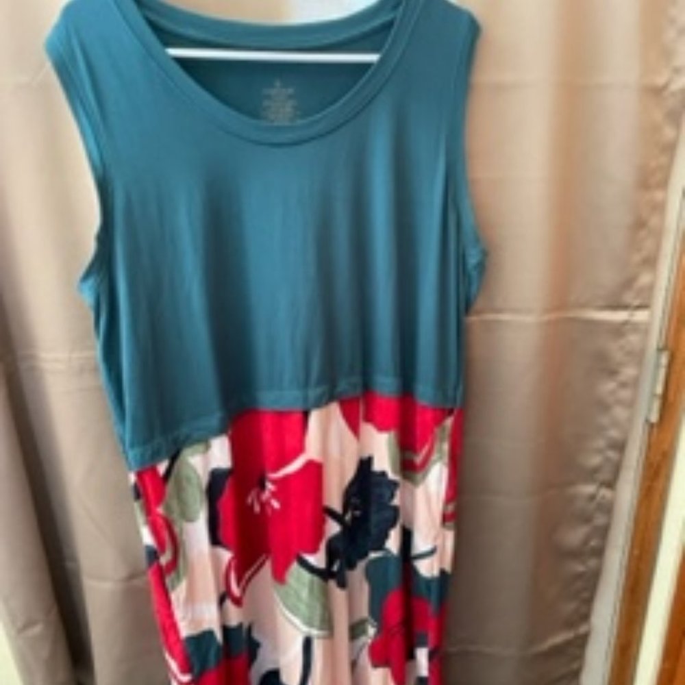 Cuddle Duds petite 1X Flexwear Maxi dress half half